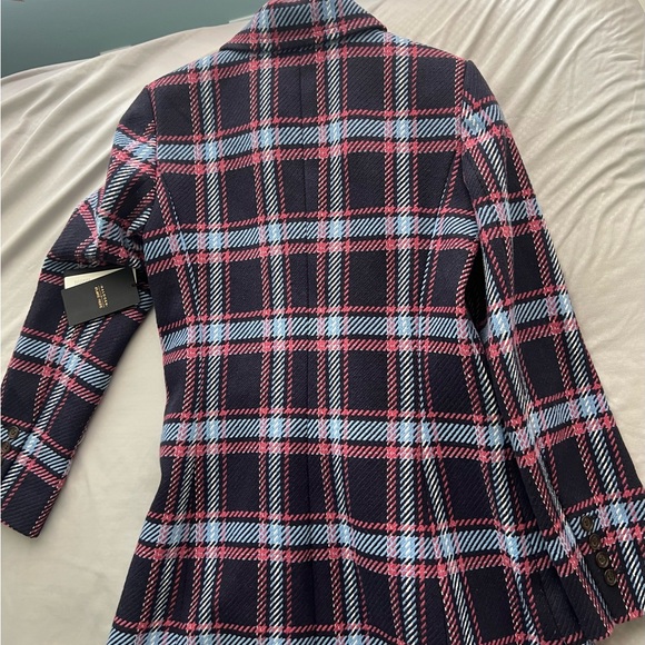 NWT Halogen Navy & Pink Long Plaid Coat | Halogen x Atlantic-Pacific - Picture 9 of 9